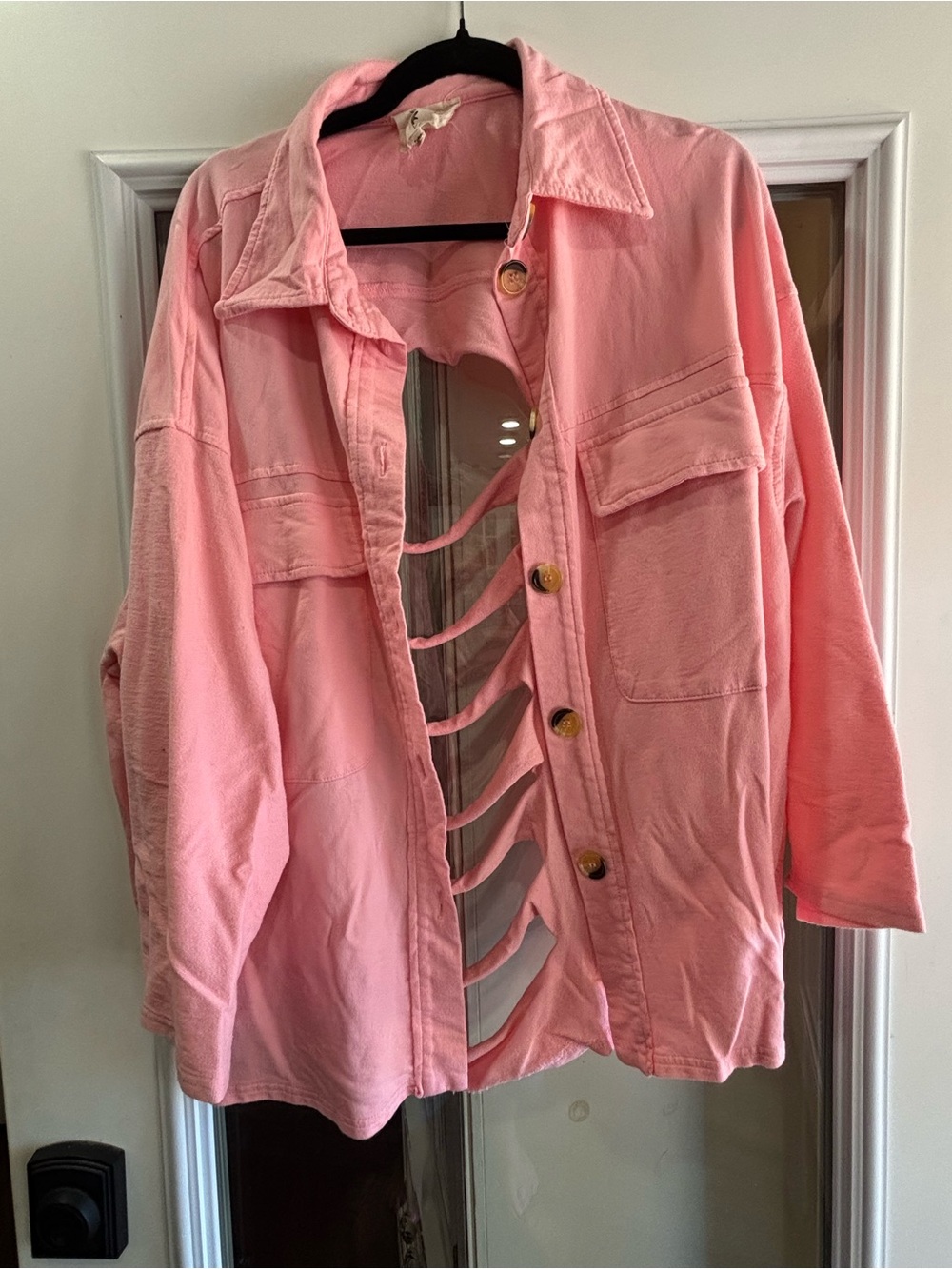 Stella McCartney Pink Distressed Utility Jacket with Ladder Cutouts